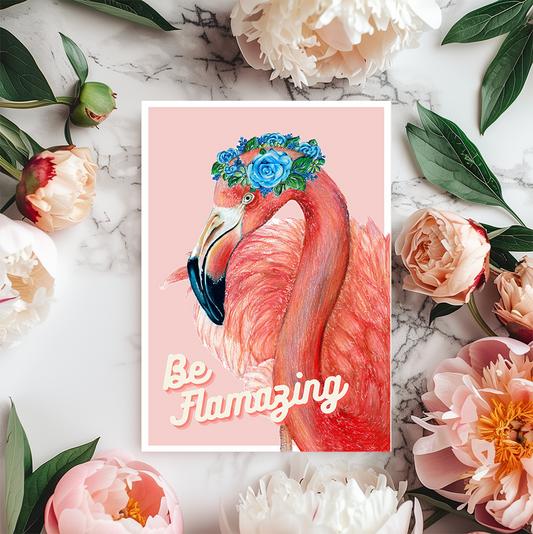 Postkarte Flamingo "Be Flamazing"