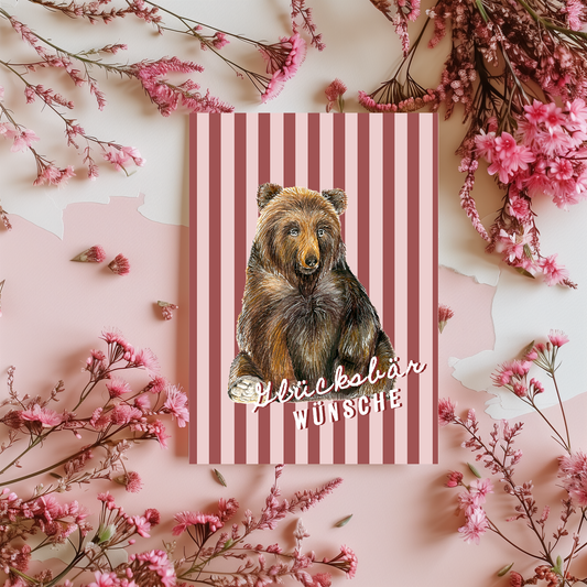 Postkarte Bär "Glücksbär-Wünsche"