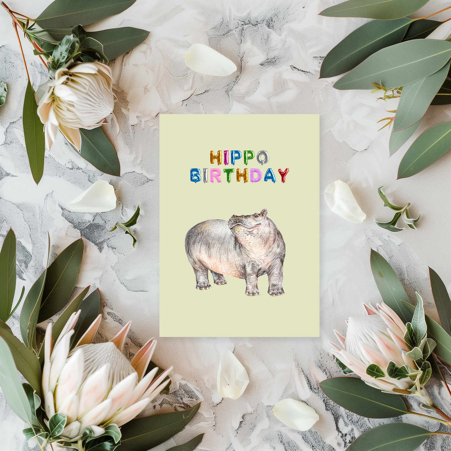 Postkarte Nilpferd "Hippo Birthday"