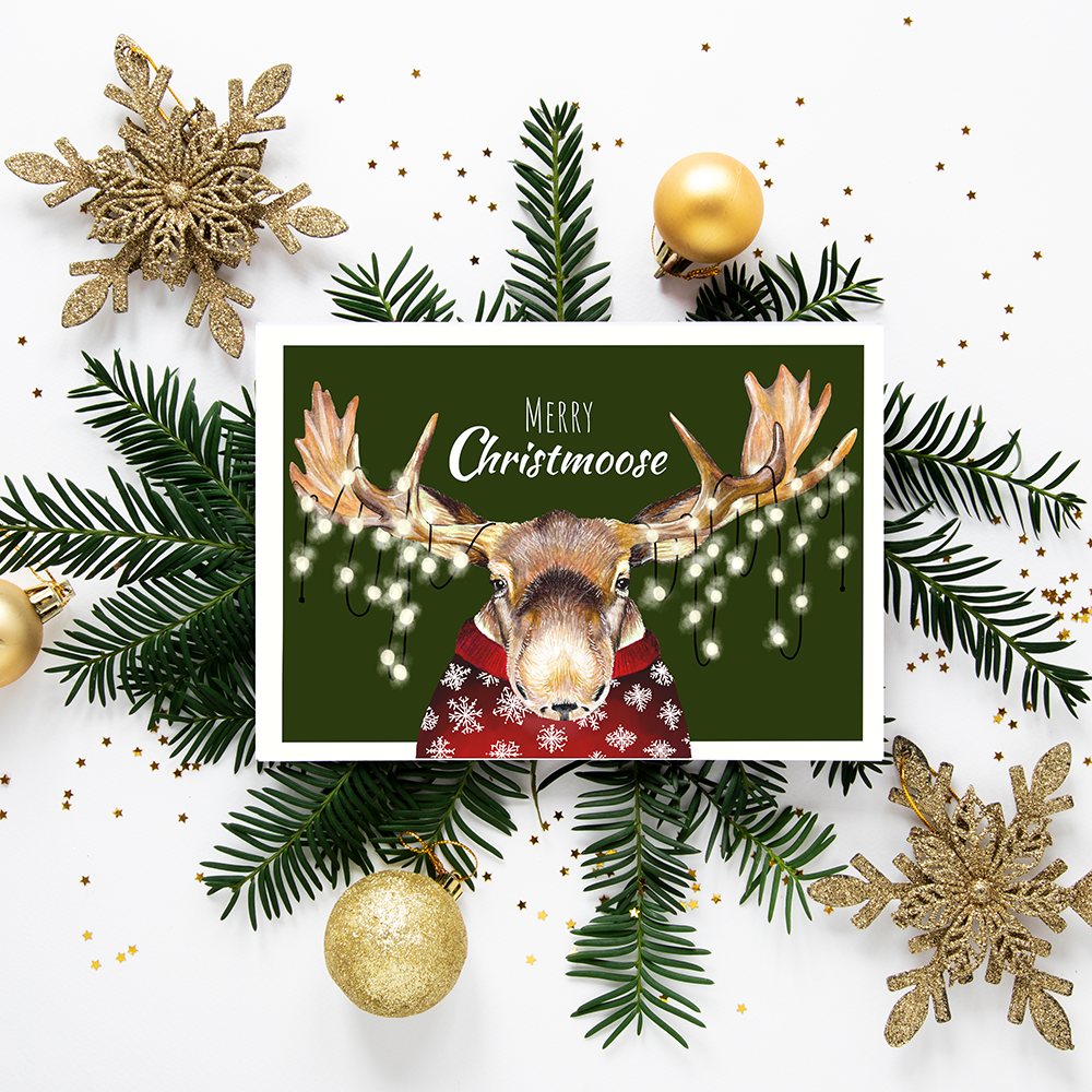 Postkarte "Merry Christmoose"